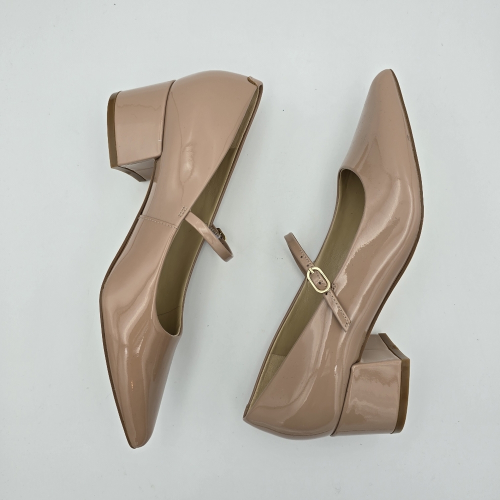 Marc Fisher LTD Luccie Mary Jane Pumps, Light Natural Patent Leather, Wmn's 5.5M - Picture 11 of 13
